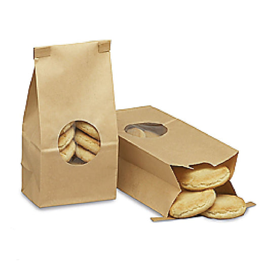 Gusseted Bakery Bags with Window Front, Kraft Coffee Bags with Tab Lock - 1/2 pound - Scrap Bits