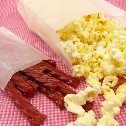 Gusseted Glassine Popcorn Favor Bags . 4x2.5x8.5 inches - Scrap Bits
