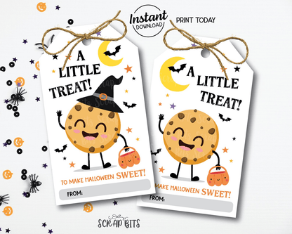 Halloween Chocolate Chip Cookie Tags, A Little Treat To Make Halloween Sweet, Printable Halloween Tags, Instant Download - Scrap Bits