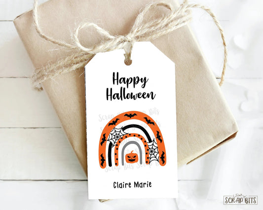 Halloween Spiderweb Rainbow Tags . Halloween Treat Bag Tags - Scrap Bits