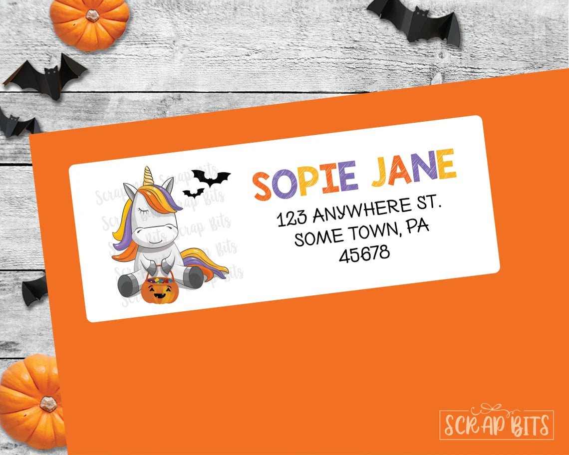 Halloween Unicorn Address Labels . Halloween Address Labels - Scrap Bits