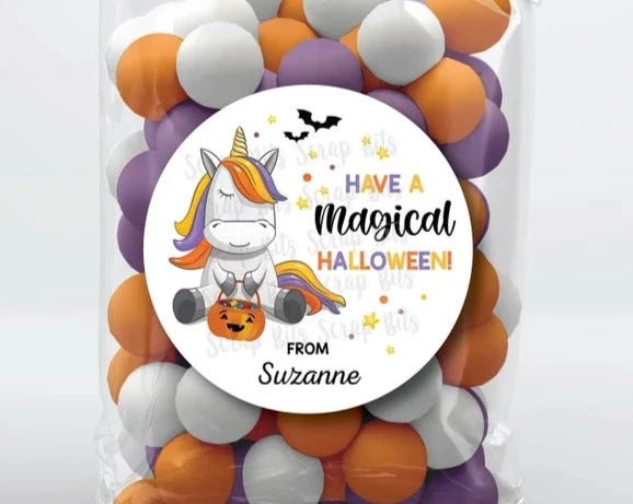 Halloween Unicorn Stickers . Have a Magical Halloween Stickers or Tags - Scrap Bits