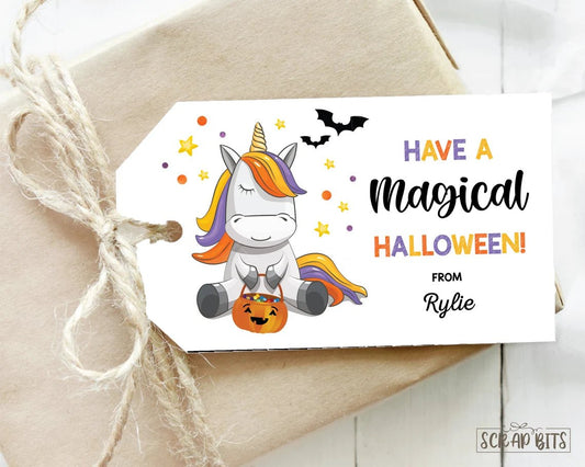 Halloween Unicorn Tags . Magical Halloween Treat Bag Tags - Scrap Bits