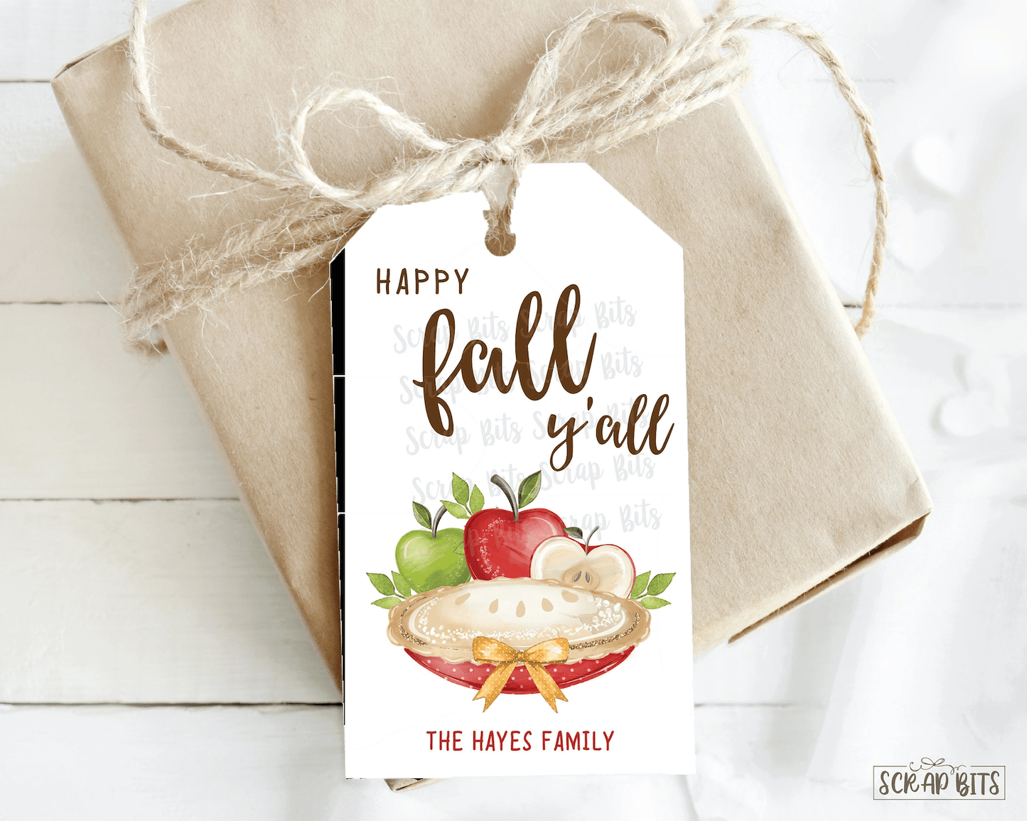 Happy Fall Y'all Tags, Apple Pie Tags . Fall Gift Tags - Scrap Bits