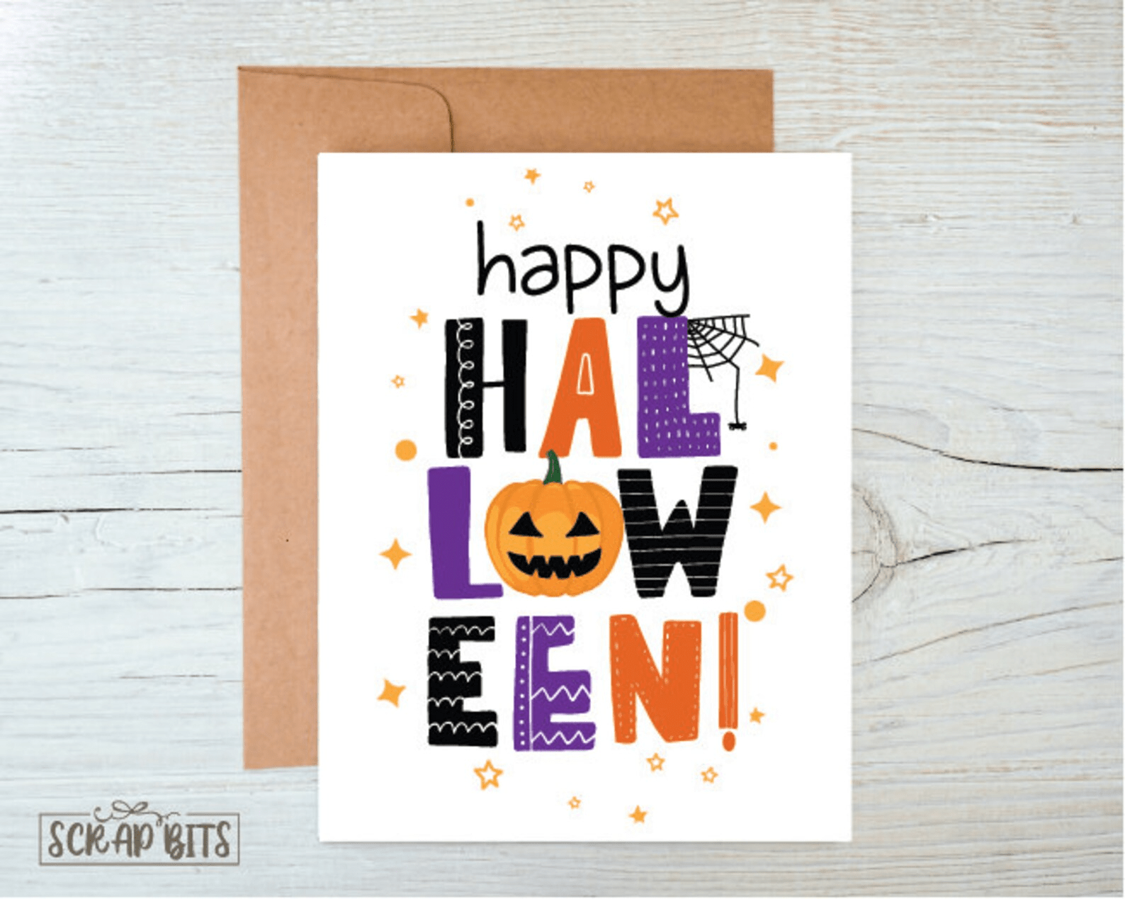 Happy Halloween Card, Collage Lettering - Scrap Bits