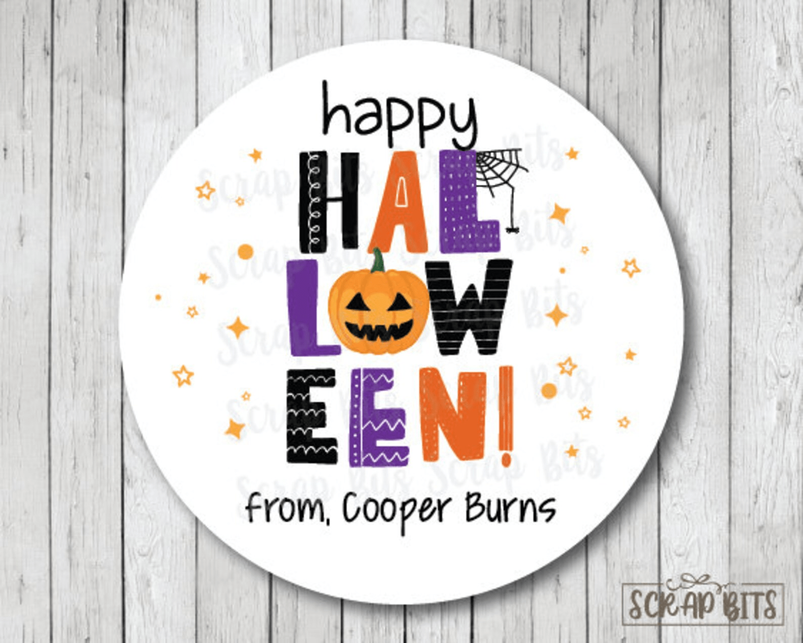 Happy Halloween Stickers Collage Lettering, Halloween Stickers or Tags - Scrap Bits