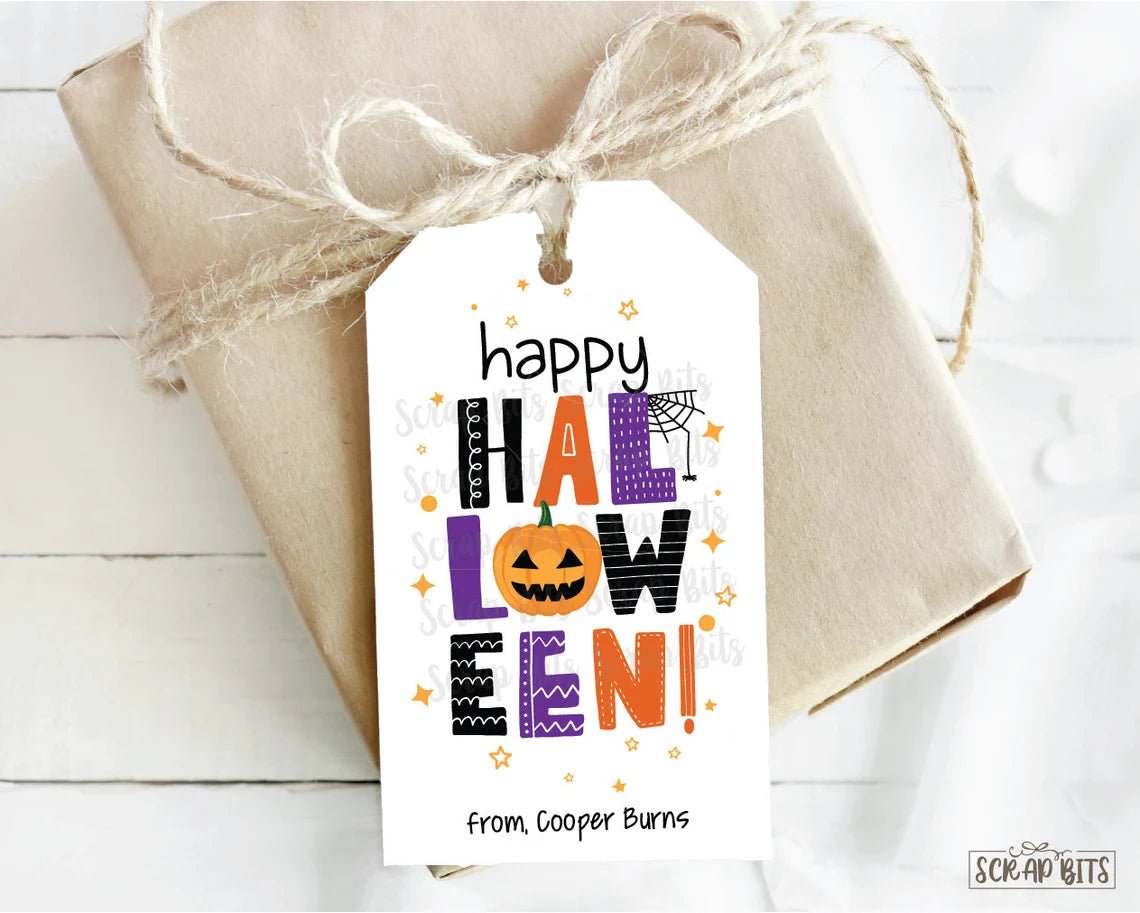 Happy Halloween Tags, Collage Lettering . Halloween Treat Bag Tags - Scrap Bits