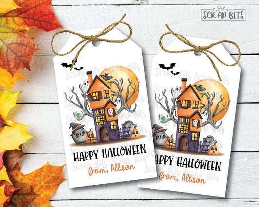 Haunted House Halloween Tags . Halloween Treat Bag Tags - Scrap Bits