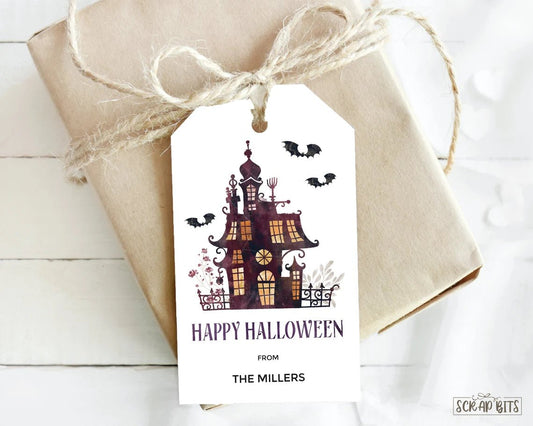 Haunted House Halloween Treat Bag Tags - Scrap Bits