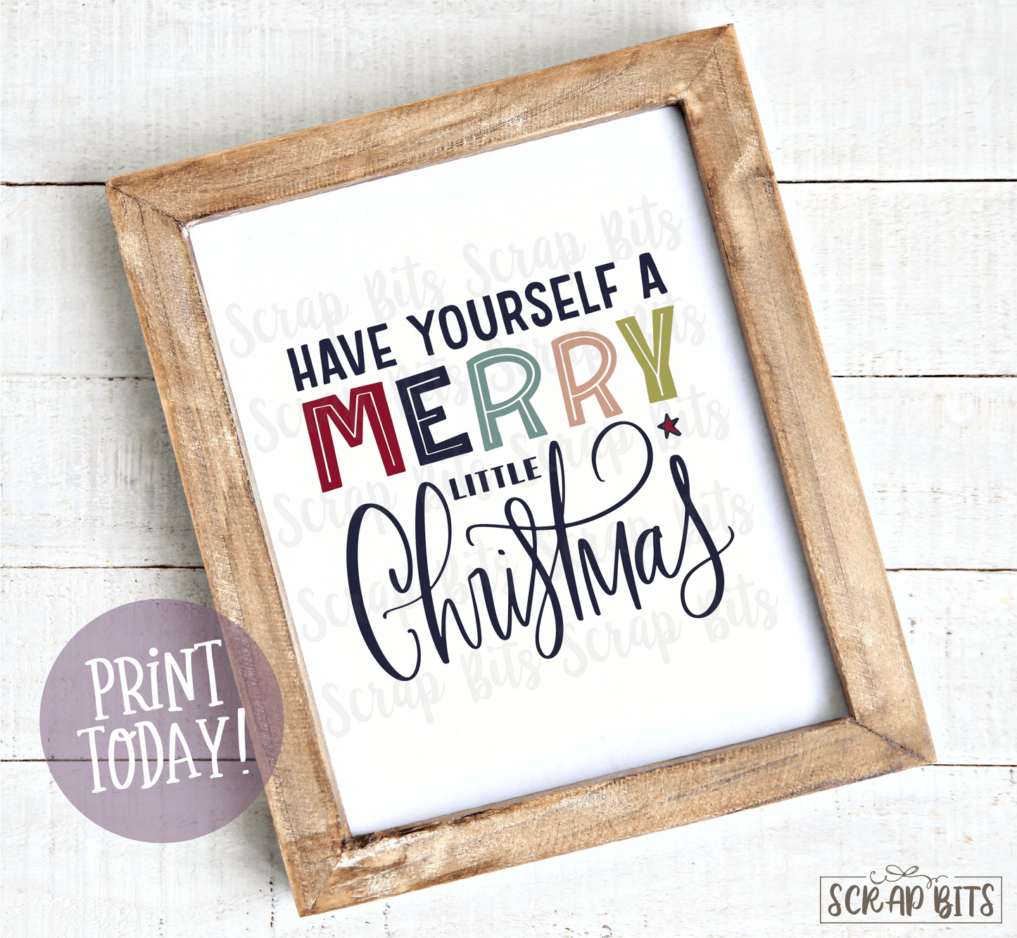 Have Yourself A Merry Little Christmas, Doodle Lettering Christmas Print . Instant Download - Scrap Bits