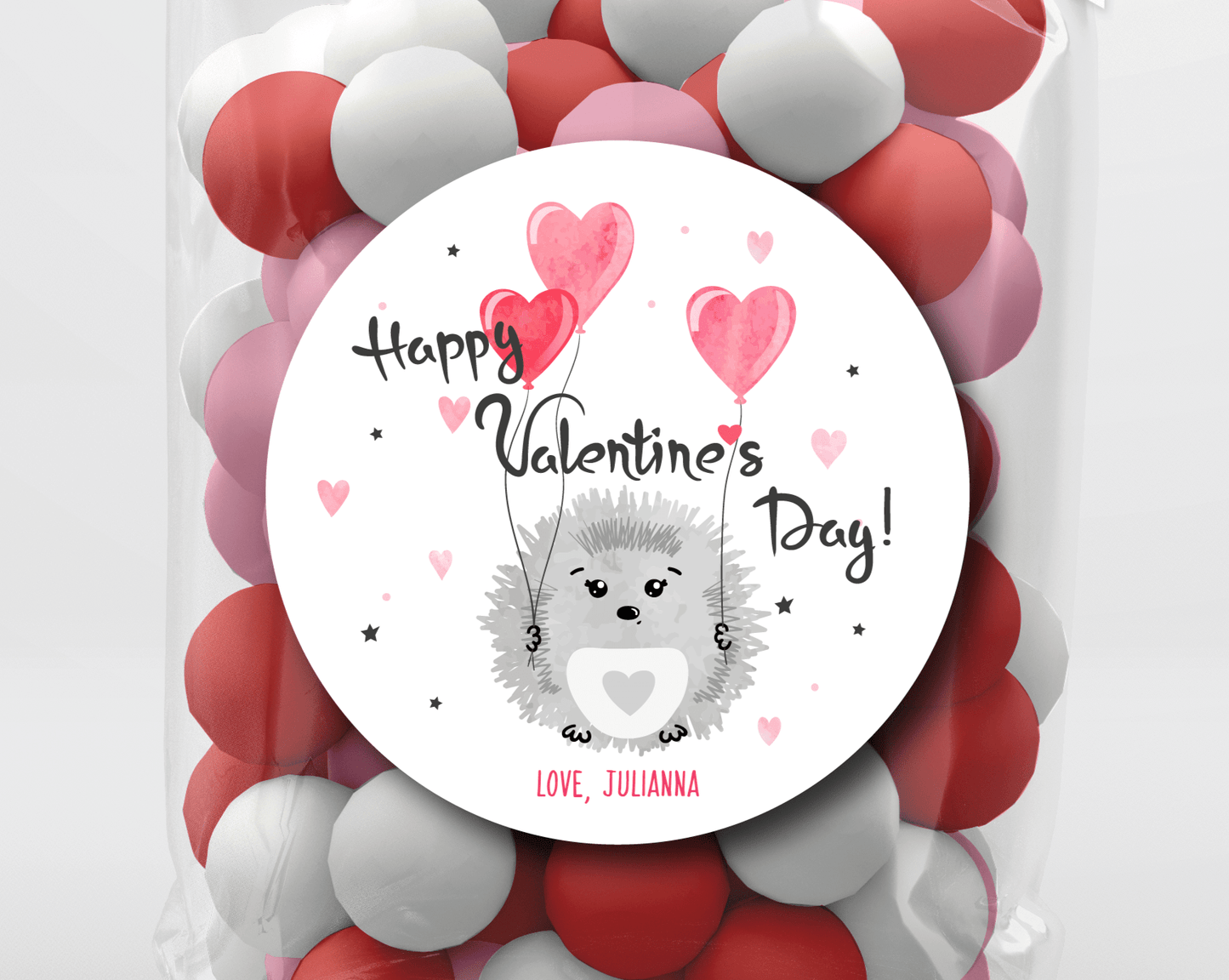 Hedgehog Valentine's Day Stickers or Tags - Scrap Bits