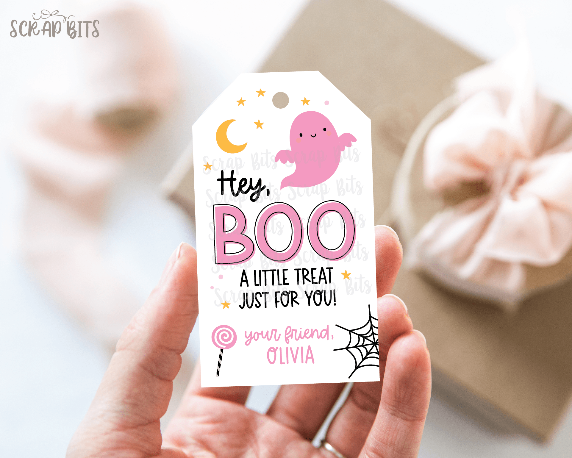 Hey Boo Tags, A Little Treat For You Tags, Halloween Ghost Tags . Personalized Halloween Gift Tags - Scrap Bits