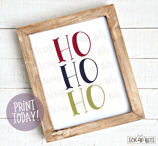 HO HO HO, Doodle Lettering Christmas Print . Instant Download - Scrap Bits