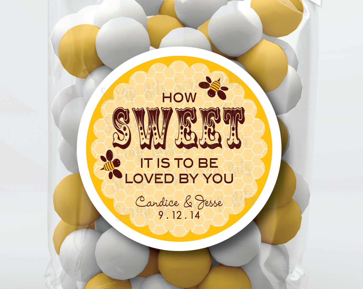 Honeycomb How Sweet It Is . Wedding Favor Stickers or Tags - Scrap Bits