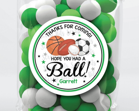Hope You Had A Ball, Sports Birthday Favor Stickers or Tags - Scrap Bits