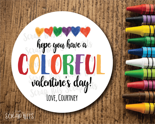 Hope You Have a Colorful Valentine's Day, Hearts . Valentine's Day Stickers or Tags - Scrap Bits