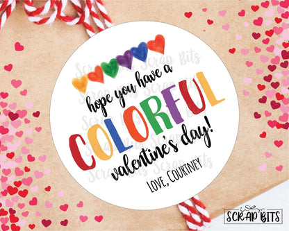 Hope You Have a Colorful Valentine's Day, Hearts . Valentine's Day Stickers or Tags - Scrap Bits