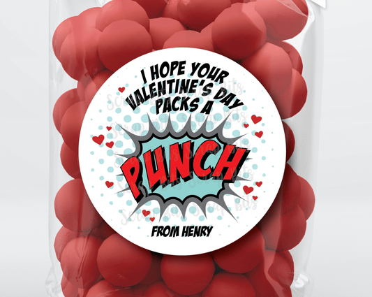 Hope Your Valentine's Day Packs A Punch . Valentine's Day Stickers or Tags - Scrap Bits