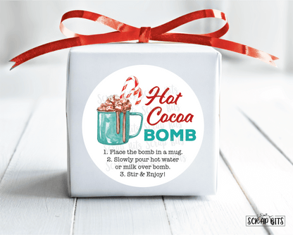 Hot Cocoa Bomb Christmas Stickers or Tags . Christmas Gift Labels - Scrap Bits