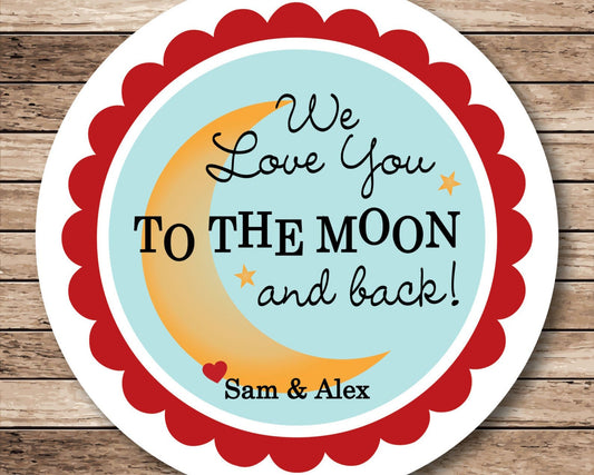 I Love You to the Moon and Back . Valentine's Day Stickers or Tags - Scrap Bits