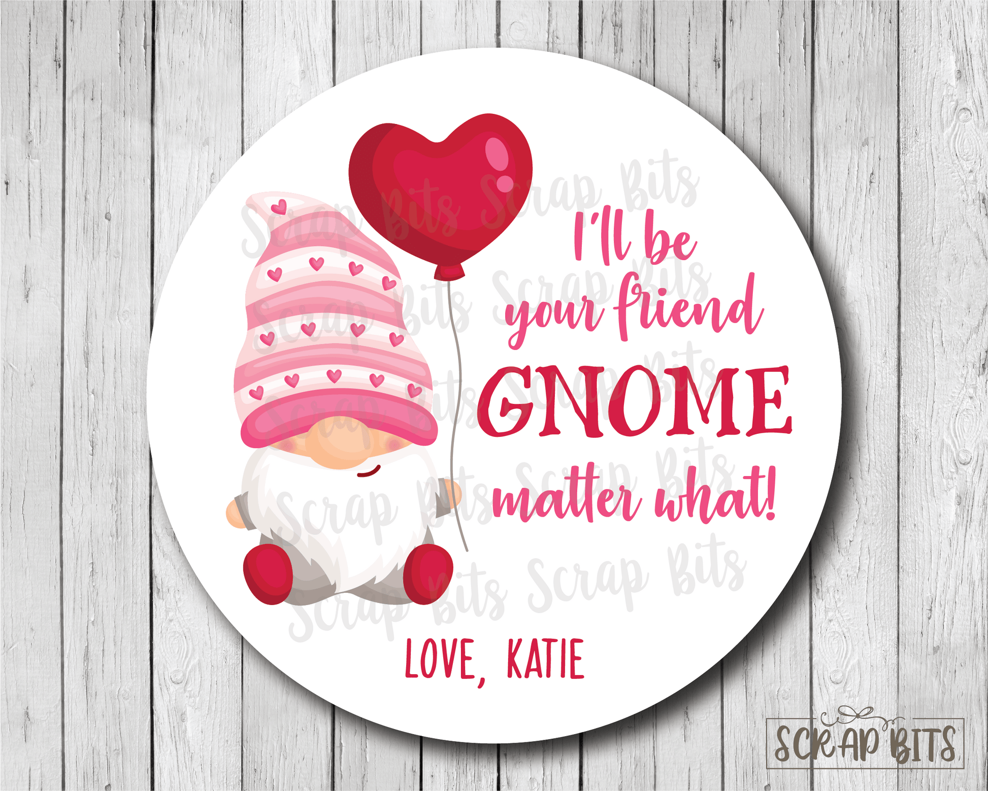 I'll Be Your Friend GNOME Matter What . Valentine's Day Stickers or Tags - Scrap Bits