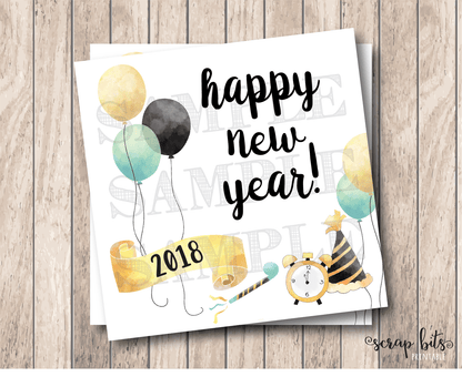 Instant Download Happy New Year Tags, New Year's Eve Tag, Printable New Year's Tags, Happy New Year Labels - Scrap Bits