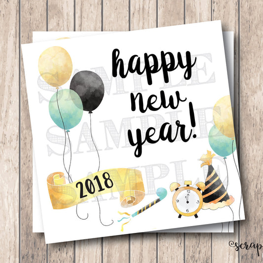 Instant Download Happy New Year Tags, New Year's Eve Tag, Printable New Year's Tags, Happy New Year Labels - Scrap Bits