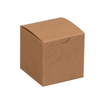 Kraft Pinstripe Gift Boxes, 3x3x3 . 25 Kraft Boxes - Scrap Bits