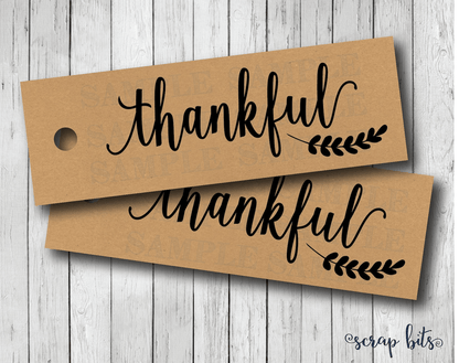 Kraft Thankful Tags, Thanksgiving Gift Tags, Thanksgiving Favor Tags - Scrap Bits