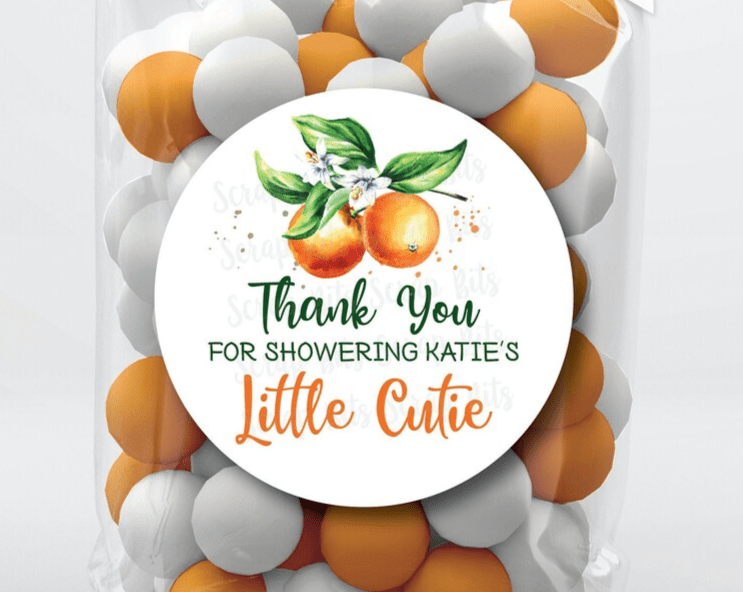 Little Cute Baby Shower Stickers, Thanks For Showering Our Little Cutie, Baby Shower Favor Stickers or Tags - Scrap Bits