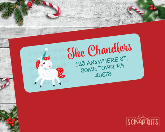 Magical Christmas Unicorn Address Labels . Christmas Address Labels - Scrap Bits