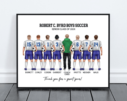 Male Soccer Team Print, Custom Soccer Team Gift . Personalized Digital Portrait Print - Scrap Bits