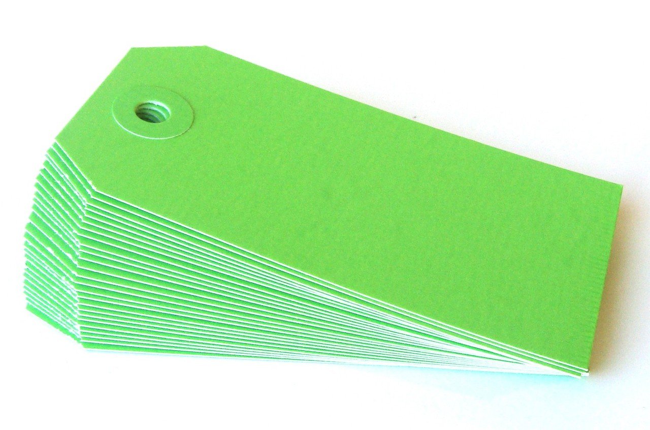 Medium Colored Shipping Tags in Green . Size 3 (3.75" x 1.875") - Scrap Bits