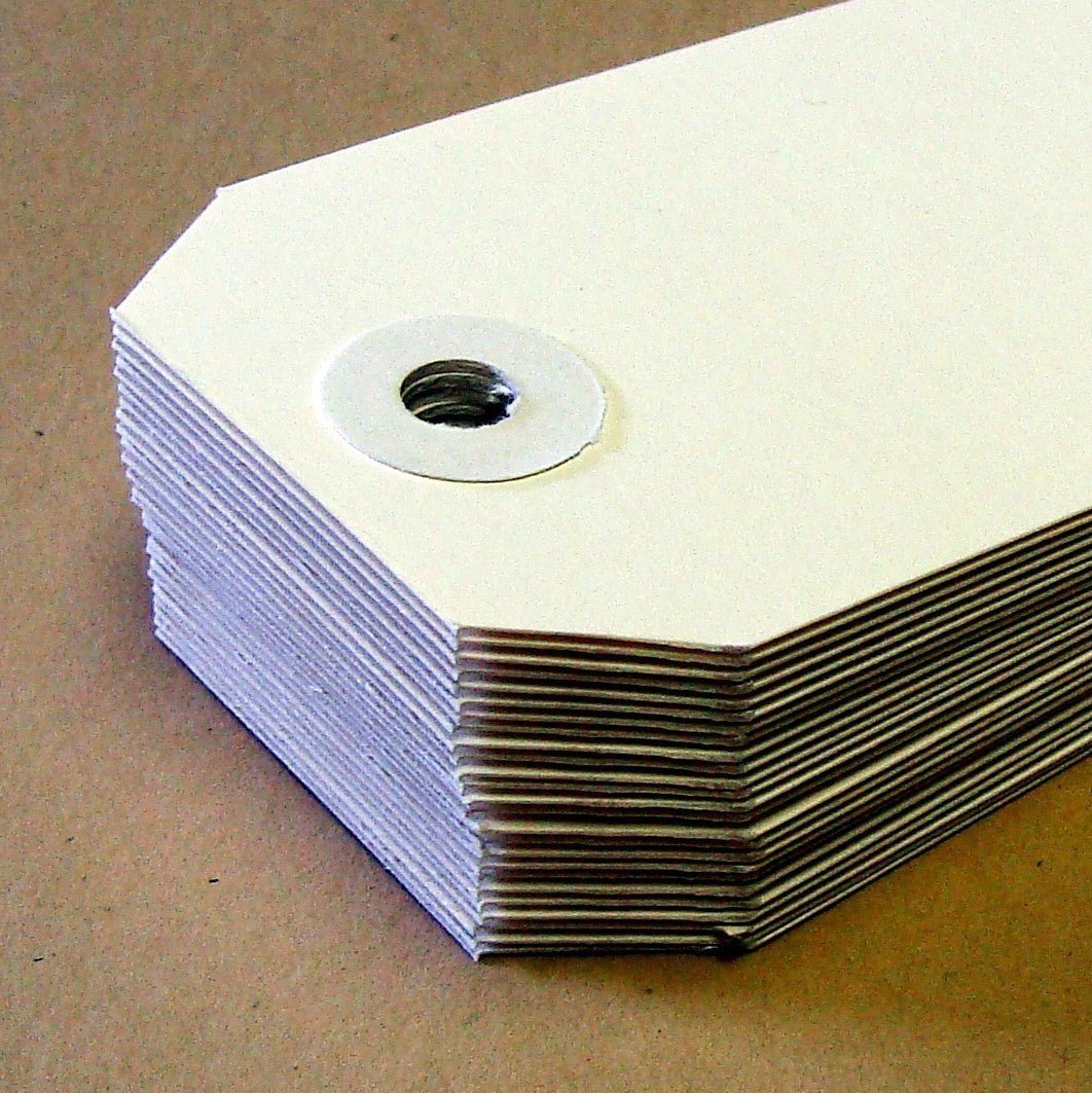 Medium Colored Shipping Tags in White. Size 3 (3.75" x 1.875") - Scrap Bits