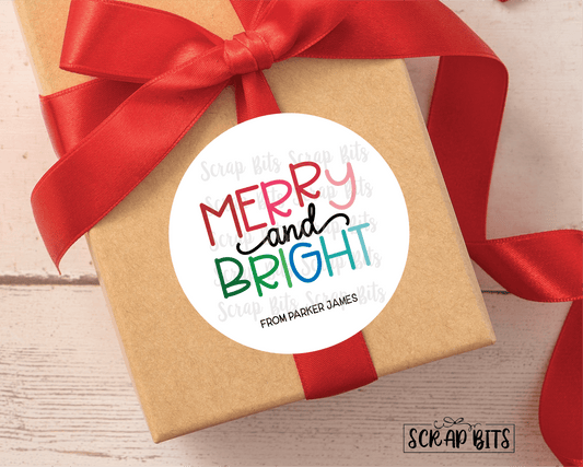 Merry & Bright Stickers . Christmas Gift Labels - Scrap Bits