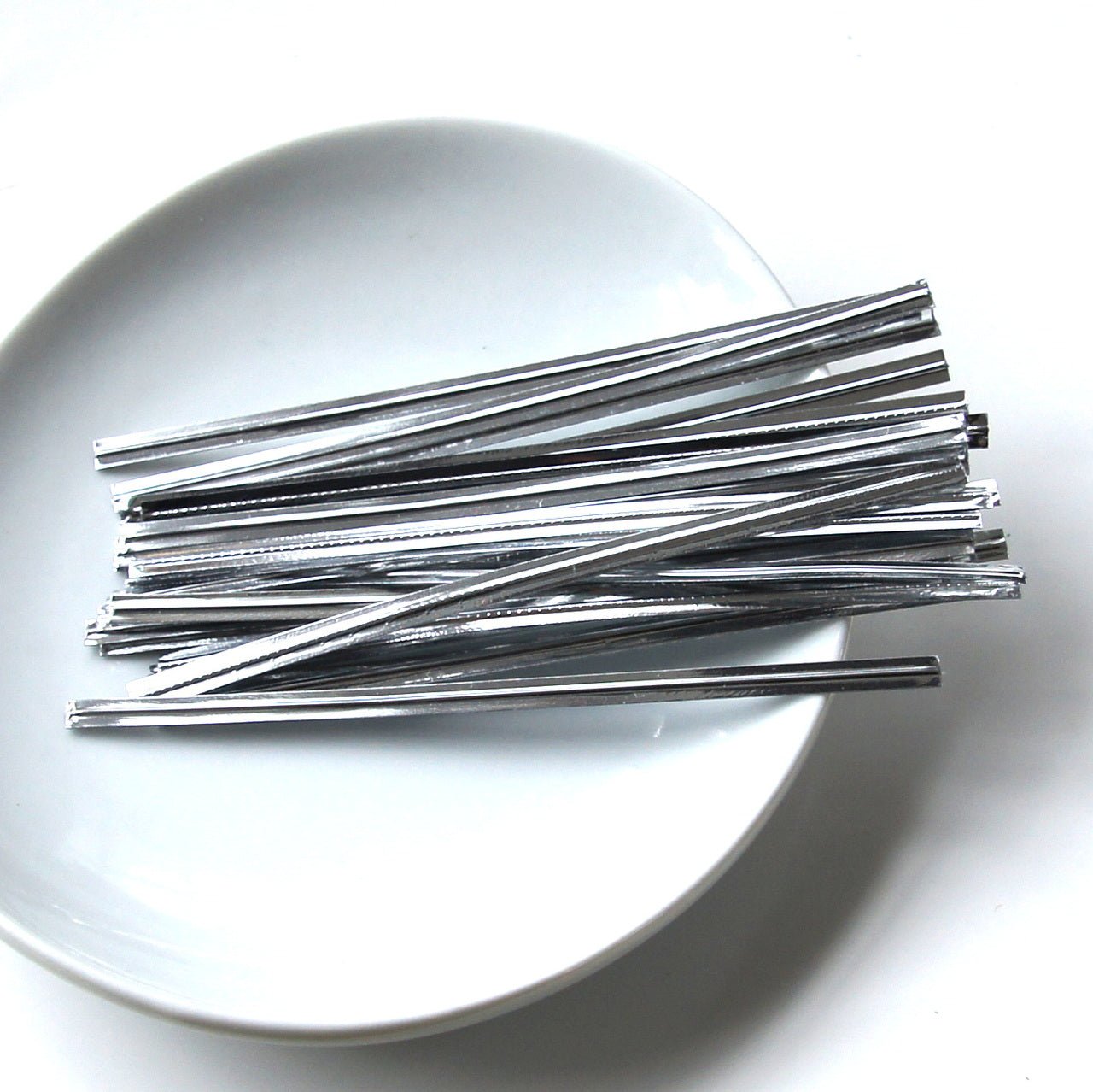 Metallic Silver Twist Ties - Scrap Bits