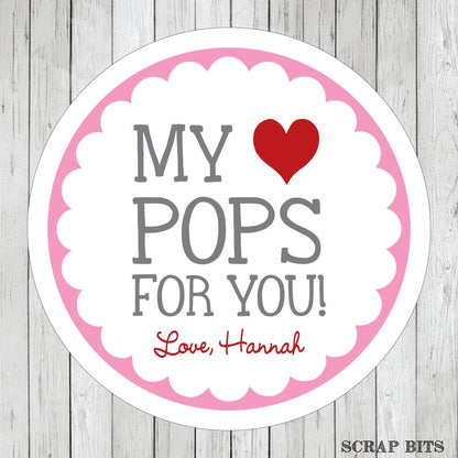 My Heart Pops for You Valentines . Valentine's Day Stickers or Tags - Scrap Bits
