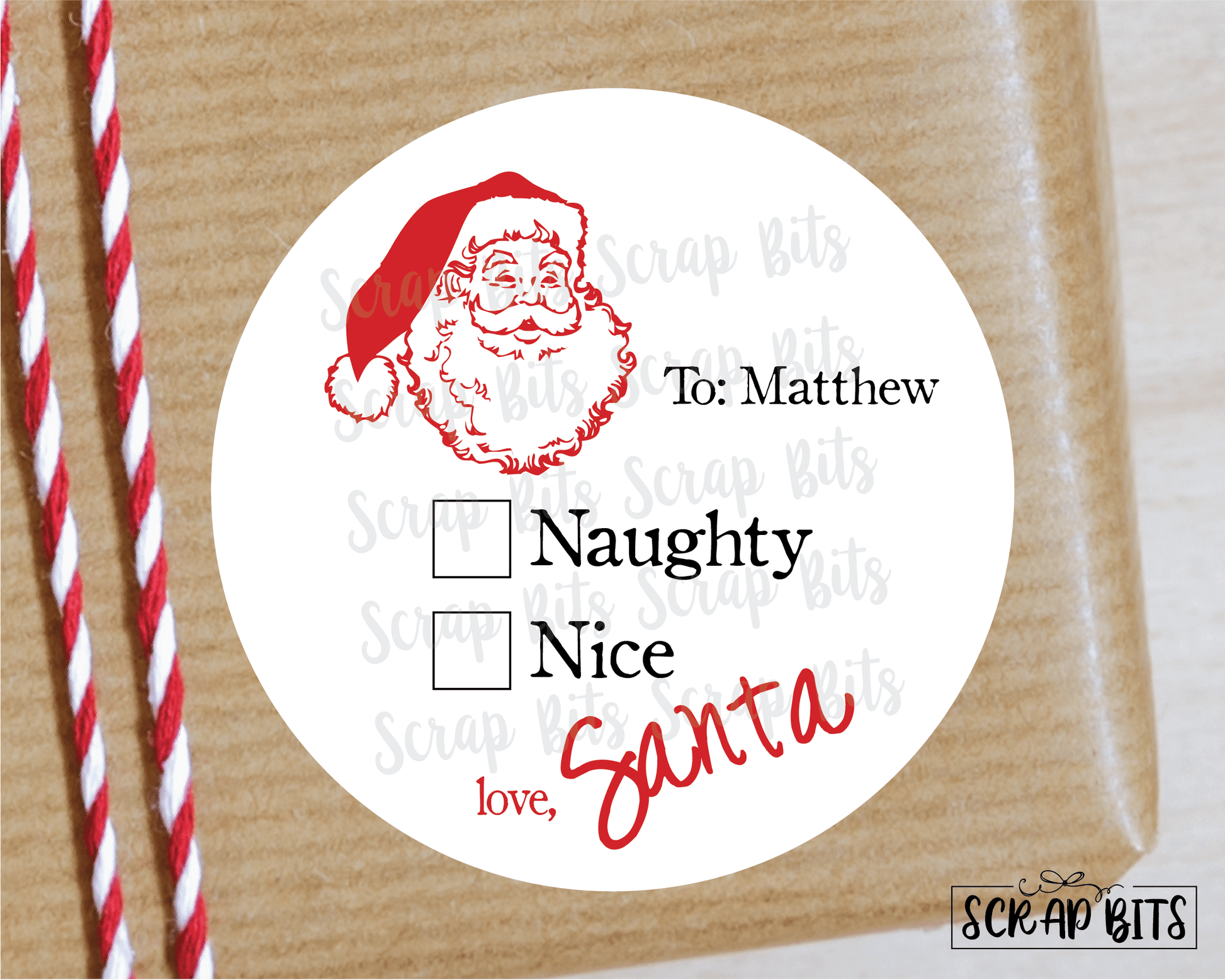 Naughty or Nice Stickers or Tags . Christmas Gift Labels - Scrap Bits