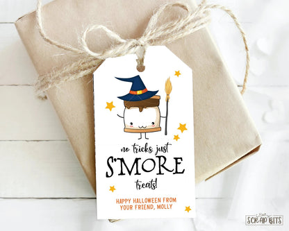 No Tricks Just S'more Treats Witch S'more Tags . Halloween Treat Bag Tags - Scrap Bits
