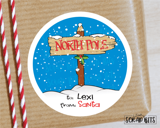 North Pole Stickers or Tags . Christmas Gift Labels - Scrap Bits