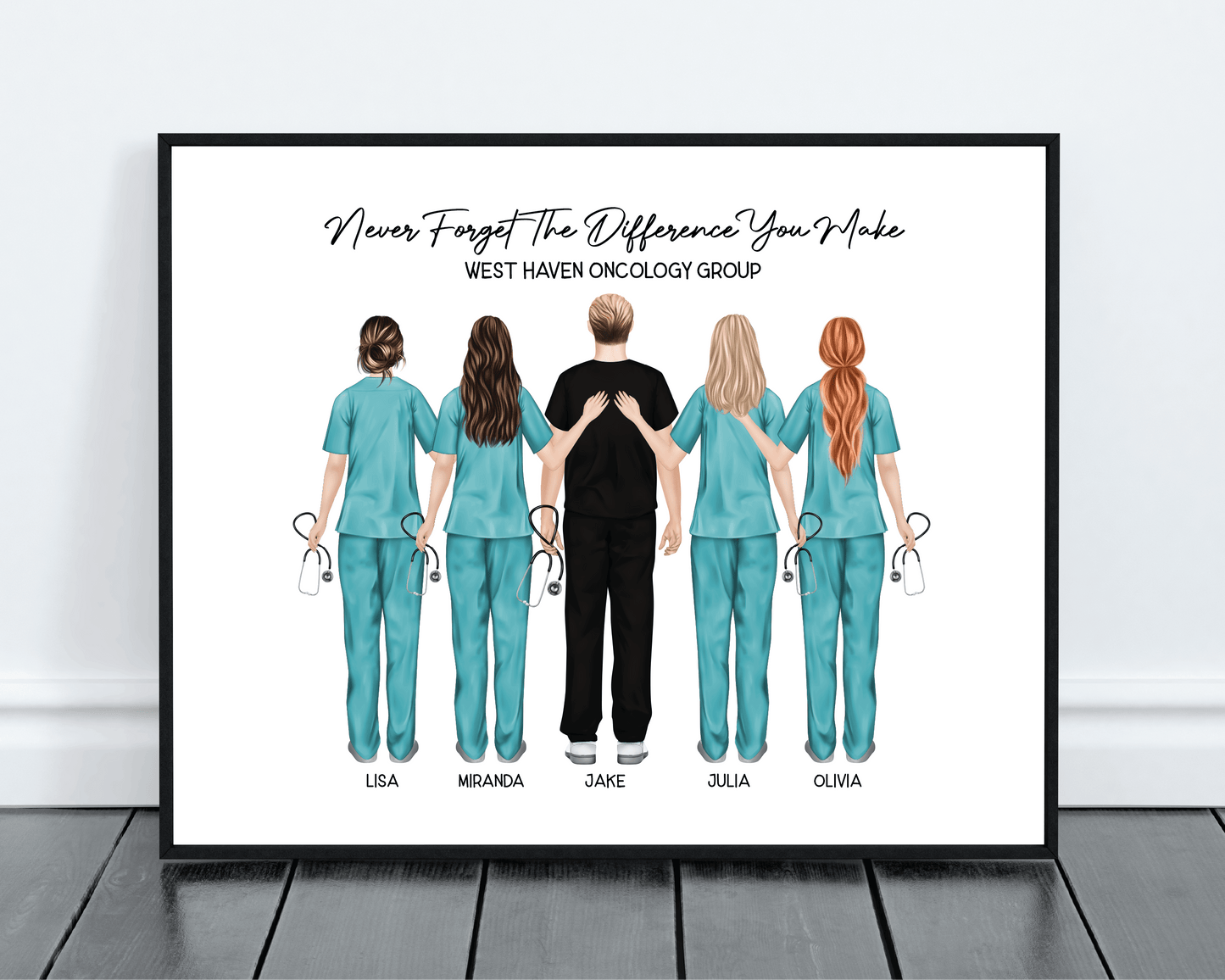 Nurse Group Print, Custom Nursing Appreciation Gift, Mixed Group . Personalized Digital Portrait Print - Scrap Bits