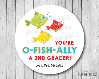 O-Fish-Ally Back To School Stickers or Tags, 3 Fishes - Scrap Bits