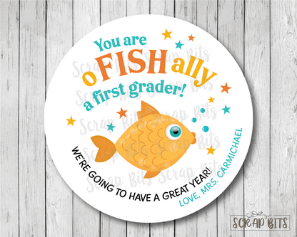 O-Fish-Ally Back To School Stickers or Tags, Goldfish Any Grade - Scrap Bits