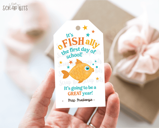 O-Fish-Ally First Day of School Tags, Goldfish Back To School Tags - Scrap Bits