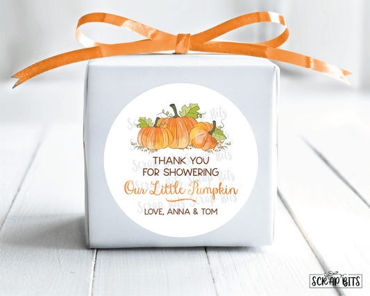 Our Little Pumpkin Stickers . Baby Shower Favor Stickers or Tags - Scrap Bits