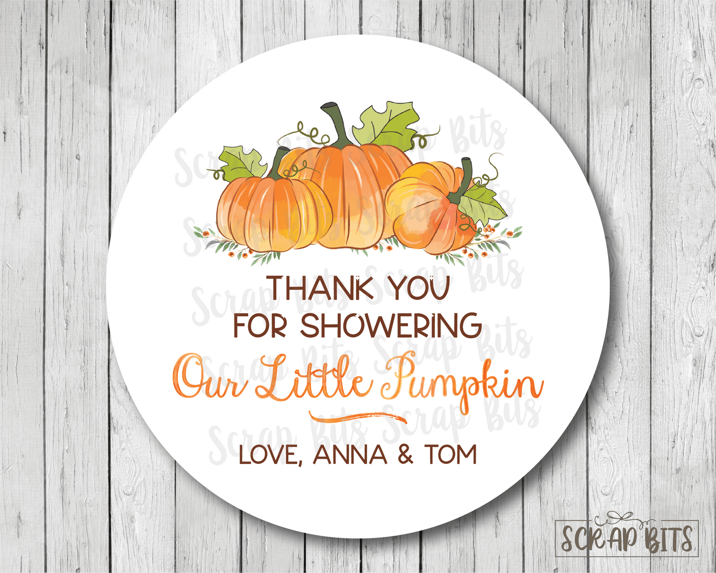 Our Little Pumpkin Stickers . Baby Shower Favor Stickers or Tags - Scrap Bits