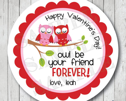 Owl Be Your Friend Forever Valentines . Valentine's Day Stickers or Tags - Scrap Bits
