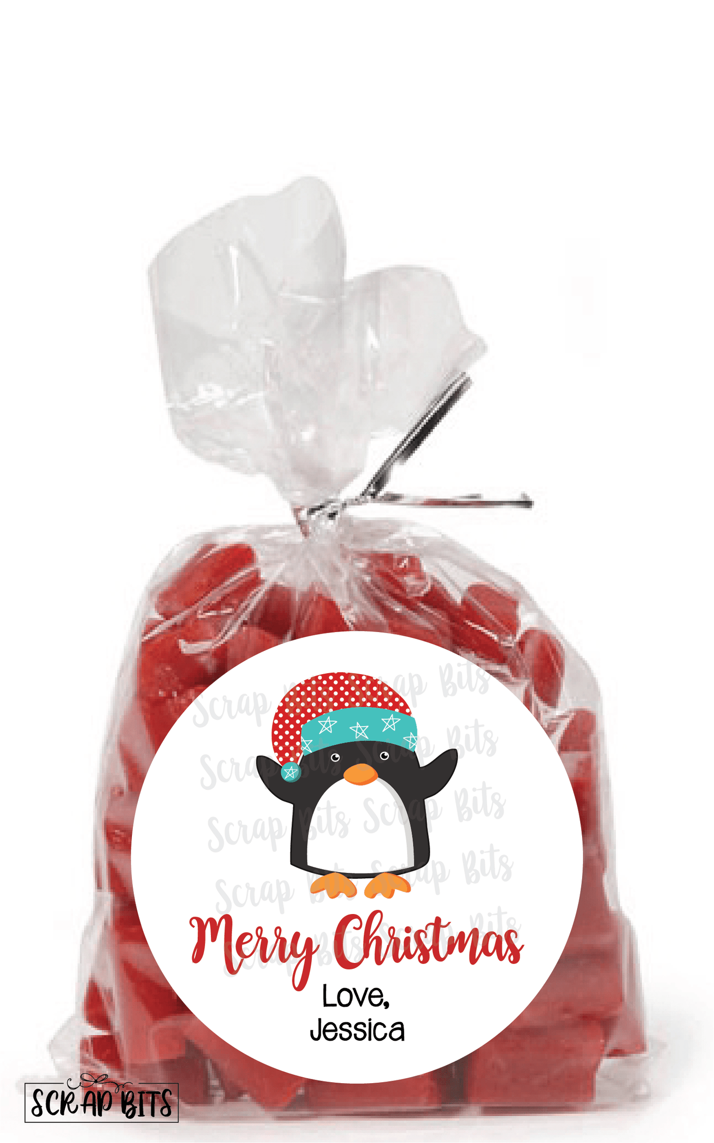 Penguin Stickers or Tags . Christmas Gift Labels - Scrap Bits