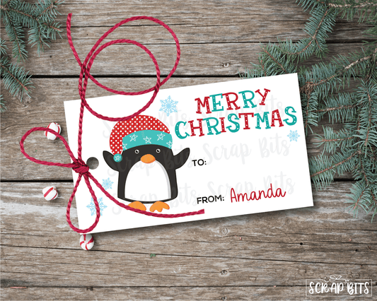 Penguin Tags . Personalized Christmas Gift Tags - Scrap Bits