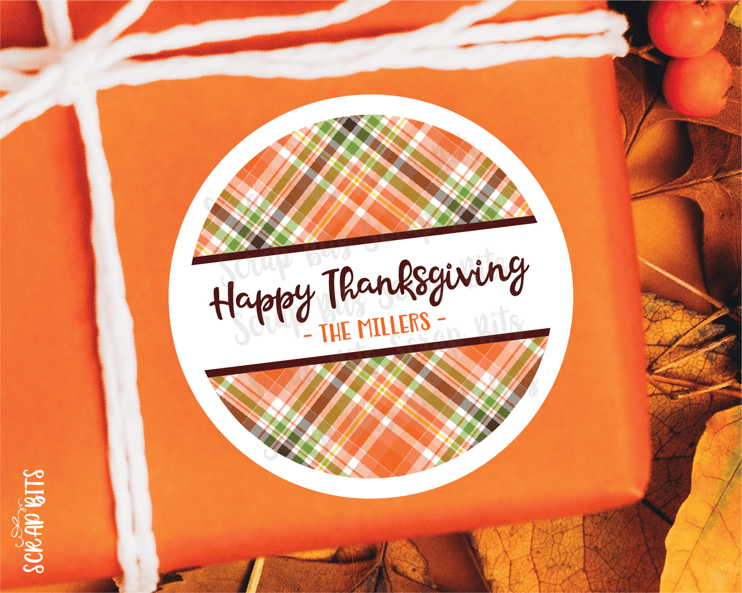 Plaid Thanksgiving Stickers or Tags . Thanksgiving Gift Labels - Scrap Bits